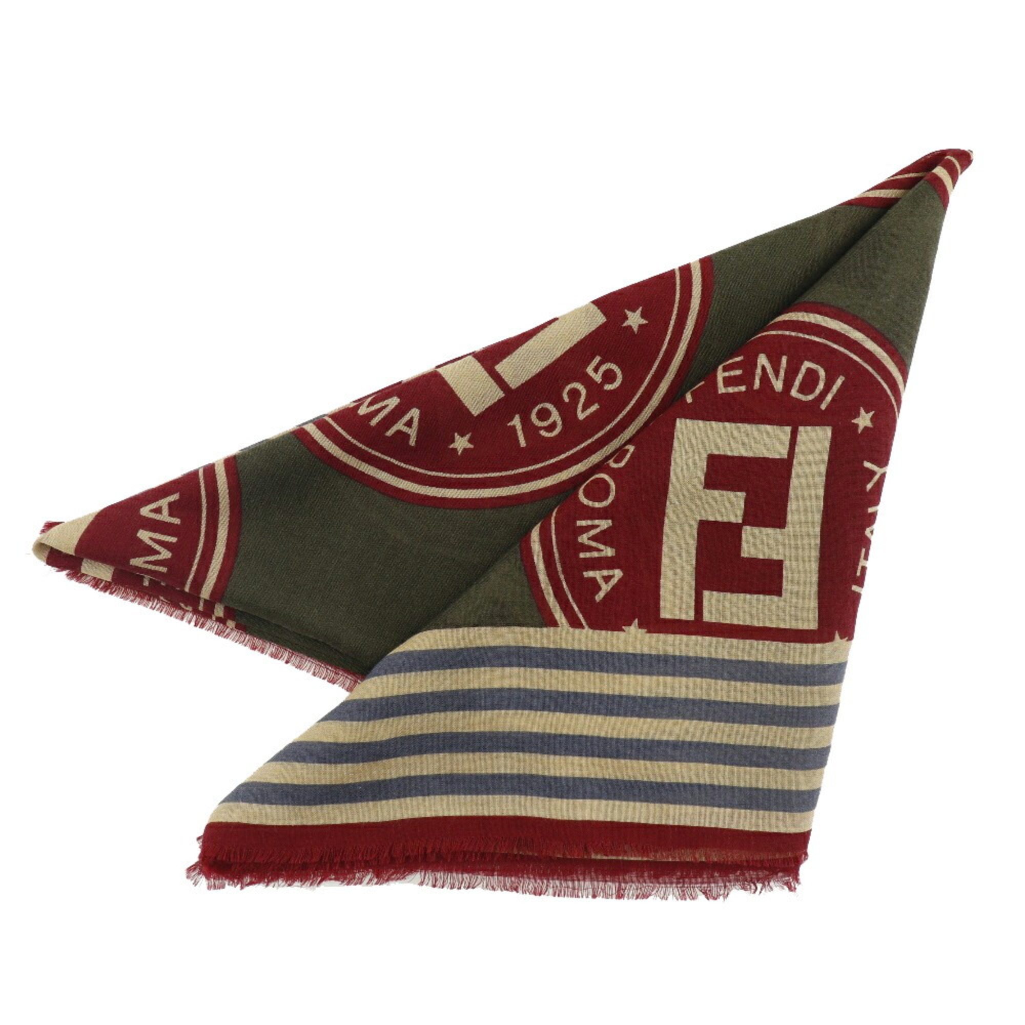 Fendi Fendi Shawl Stole Zucca Pattern 1925 Wool X Silk Red/Brown Ladies
